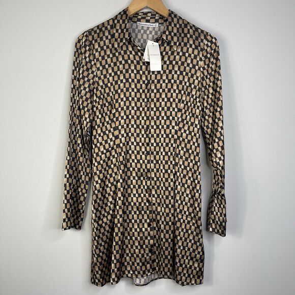 Abercrombie Fitch Satin Shirt Dress Womens Size Small Front Button Long Sleeve - Picture 1 of 7